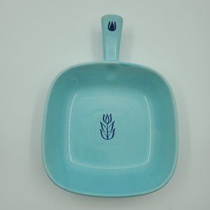 Cronin Pottery Blue Tulip Skillet Saucepan Square Serving Dish